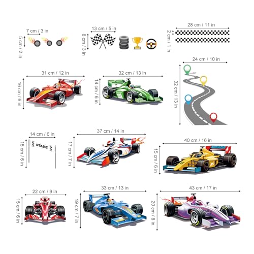 Vinilos decorativos de autos de carreras para pared miniatura 4