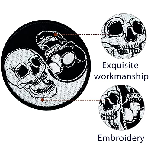 Wikineon Embroidered Iron On Patch, Funny Ghost Skull Patch - Punk Motorcycle Embroidered Applique Badge Iron On/Sew On Diy Clothing Accessories, Perfect For Backpack, Clothes, Hats & Jeans #TOP1