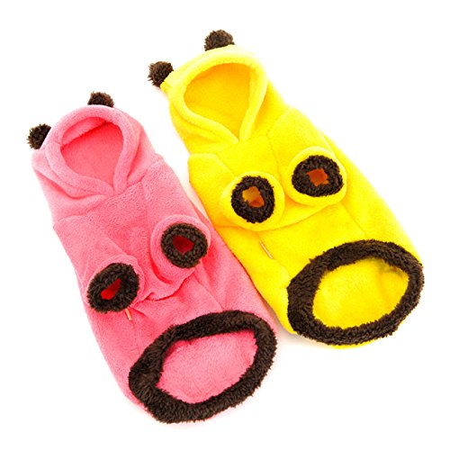 Tutoy HOOPET Coral Fleece Pet Dog Cat Coat Jumpsuit Warm Comfortable Pet Cloth -Yellow-M