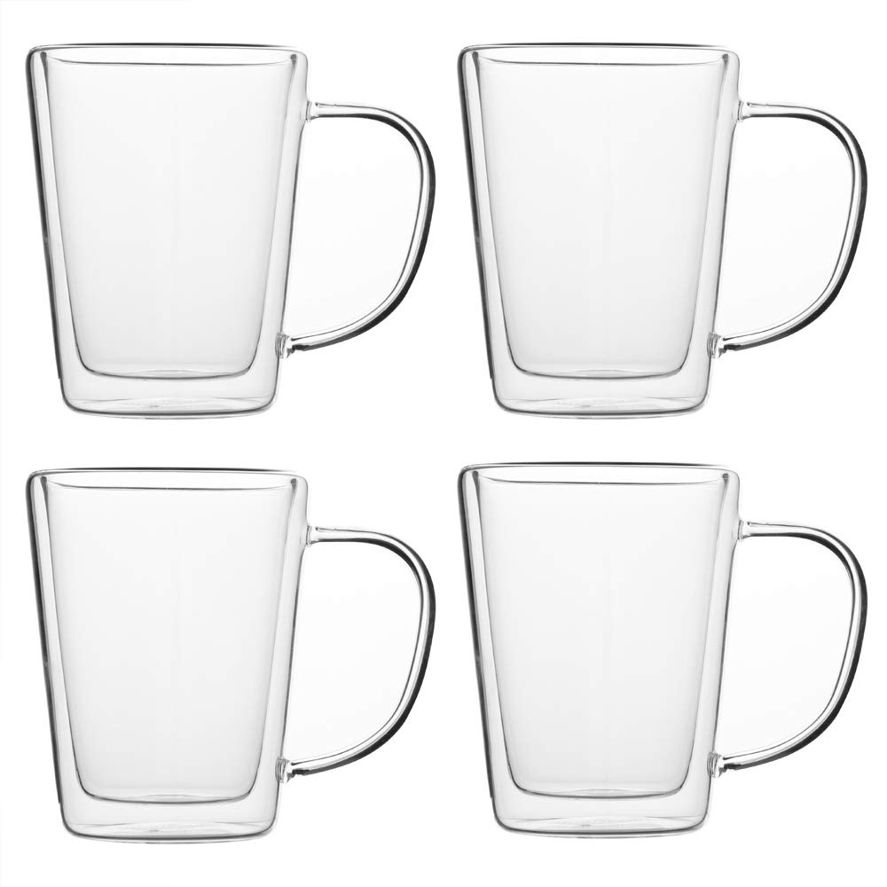 MONZANA® Teekanne mit Siebeinsatz und 4 Gläser 1,2 Liter Hitzebeständig Teesieb Herausnehmbar Glaskanne für losen Tee Edelstahl Deckel Borosilikatglas