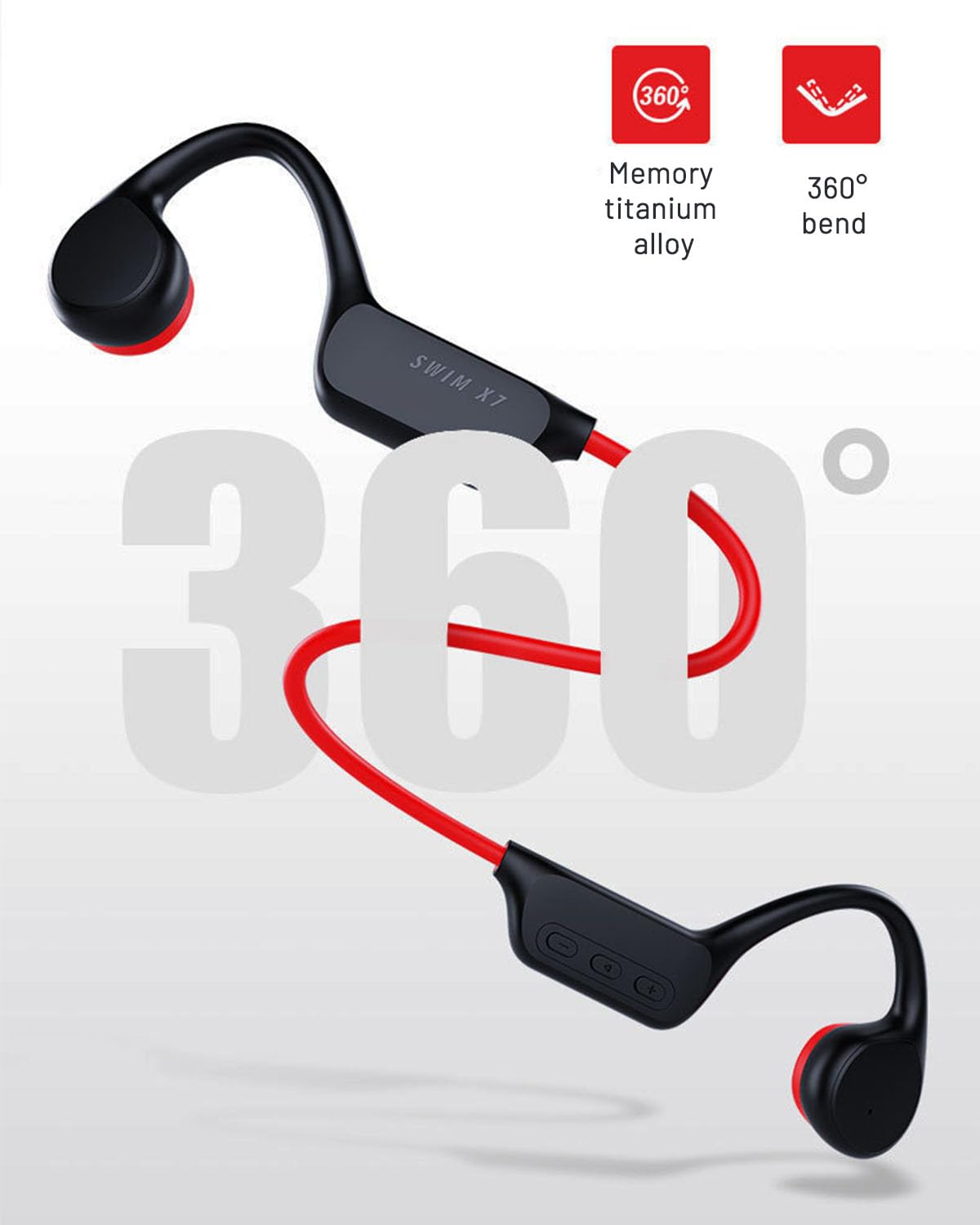 Casques à conduction osseuse, IPX8, étanches, pour natation, avec mémoire 32G, Bluetooth 5.3, casques de sport avec microphone sans fil, pour course, natation, cyclisme, entraînement