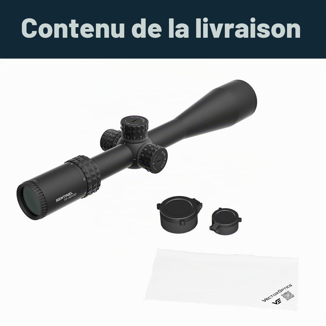 Vector Optics SCOL-58 Sentinel-X Pro10-40x50 SFP Lunette de visée spécialement conçue pour les prises de vue Benchrest de 25 m