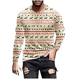 Tshirt Herren Pullover Lustige Weihnachten Longsleeve Merry Christmas Weihnachtspullover Sweatshirt Für Winter Mode Lockere Sweatpullover Top Weihnachtsputz Runder Nacken Langärmelig