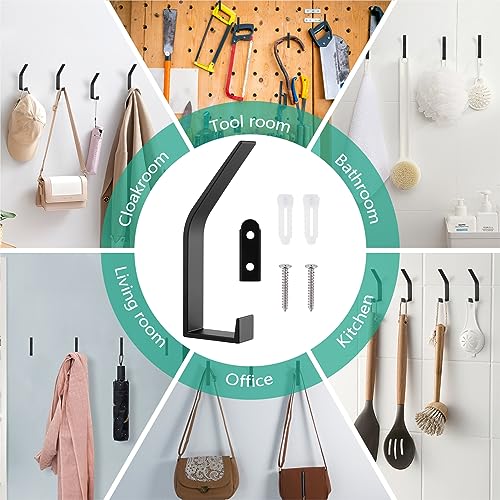 Kssvzz 8 Stück Schwarz kleiderhaken Wand zum Bohren-Schrauben unsichtbar, Moderne Garderobenhaken Garderobenleiste Wand für Jacken, Mäntel, Cap, Schals, Handtuch, Handtaschen und Mehr
