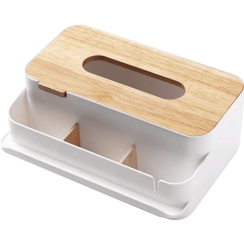 CTRLZS Multifunctional Tissue Box Tissue Bracket Distributor with Wooden Organizer Kitchen Bedroom Decoration