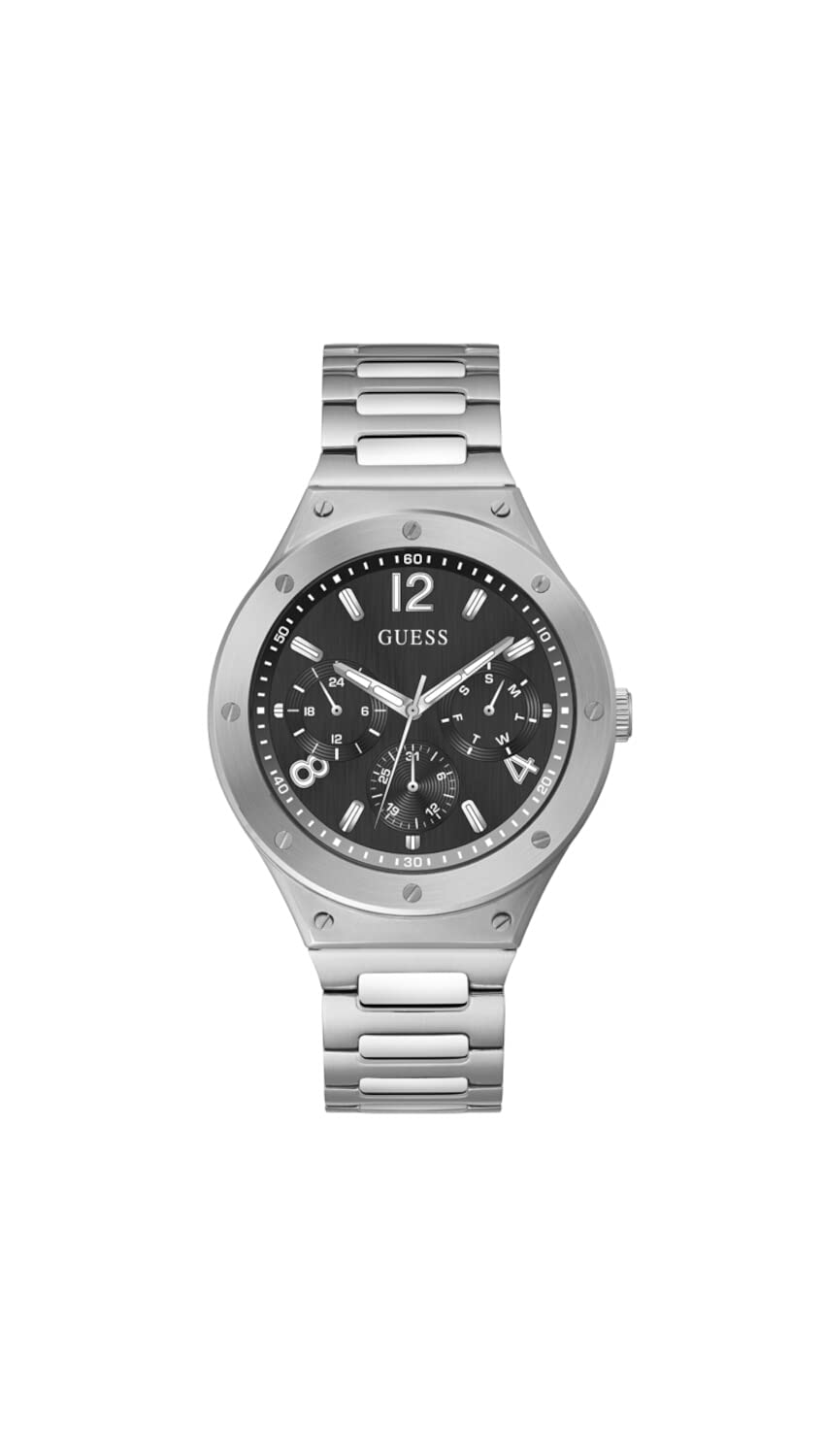 GUESSGUESS US Men's Silver-Tone Multifunction Watch, one