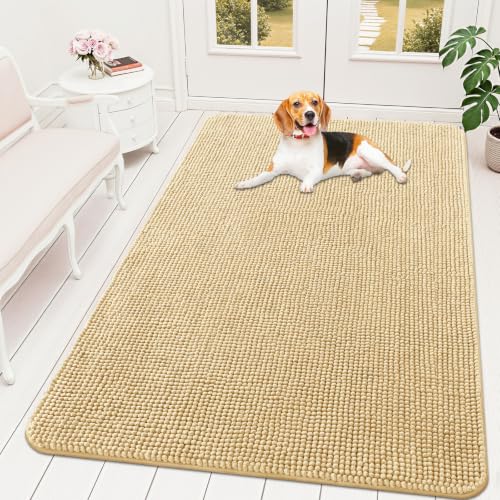 Image of OLANLY Dog Door Mat for Muddy Paws 70x46, Absorbent Chenille Mud Doormat