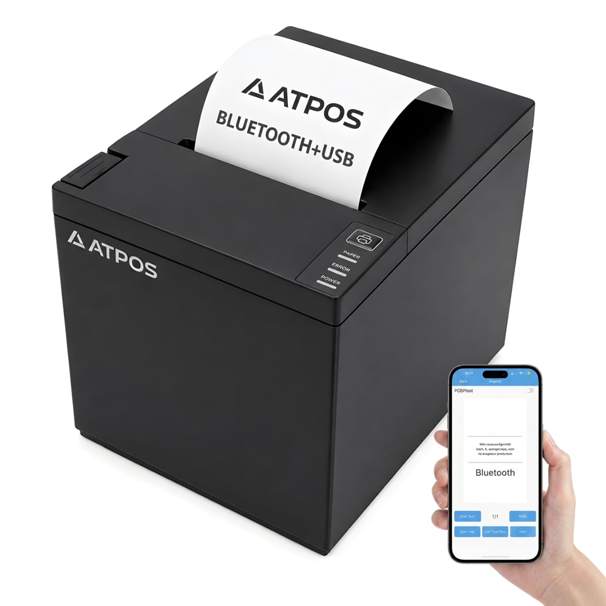 ATPOS AT-301 80mm (3 Inches) Direct Thermal Receipt Printer with Auto Cutter | ESC/POS Print Billing (Bluetooth + USB)-image-40