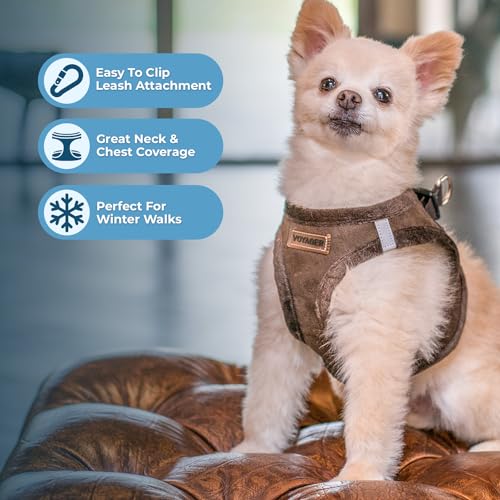 Voyager Step-In Plüsch-Hundegeschirr by Best Pet Supplies - Step-In-Westengeschirr für kleine und mittelgroße Hunde, Weicher Plüsch, Schokolader, Size XS - Brust 33-37 cm