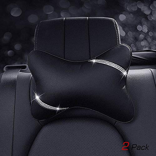Car Headrest Pillow with Bling Matrix Diamond + Simple and Elegant Design Neck