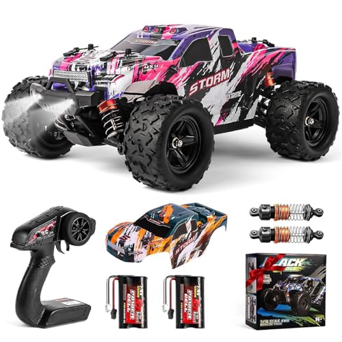 CurioToy 1:18 Scale RC Cars for Adults, 40KM/H Fast RC Cars 2.4Ghz Remote Control Car, 4X4 Off-Road Waterproof Monster RC Truck, Remote Control Truck with 2 Shells and 2 Rechargeable Batteries