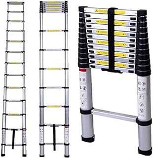 Nassboards, Extendable Telescopic Stepladder - Aluminium Metal, Extension Ladder, Folding, Extendable & Collapsible Stepstool - Great for Gutter Cleaning, Wall Painting, Gardening, Camping - 3.2m