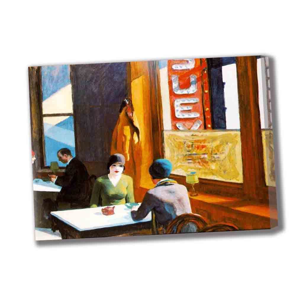 Edward Hoppe-Chop Suey Cuadros Decoracion Salon Con Marco Lienzos Decorativos Cuadros Para Dormitorios Modernos Decoración Pared Hogar Decor Cuadros Para(35x52cm-12x20 pulgadas,Inramad)