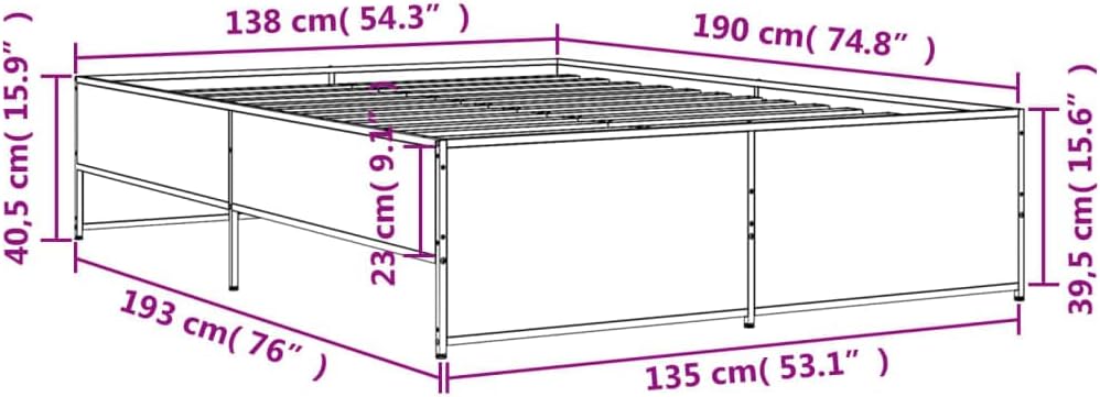 vidaXL Bed Frame Sonoma Oak Engineered Wood Double Durable Bed Frame