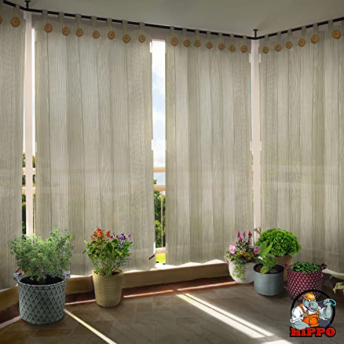 Image of HIPPO HDPE 230 GSM Outdoor Loop Curtain for Balcony & Patio UV Protection, Sun Blocking, Light-Filtering Curtains (Sahara-Sand, 4.5FTX4.5FT, 1PC)