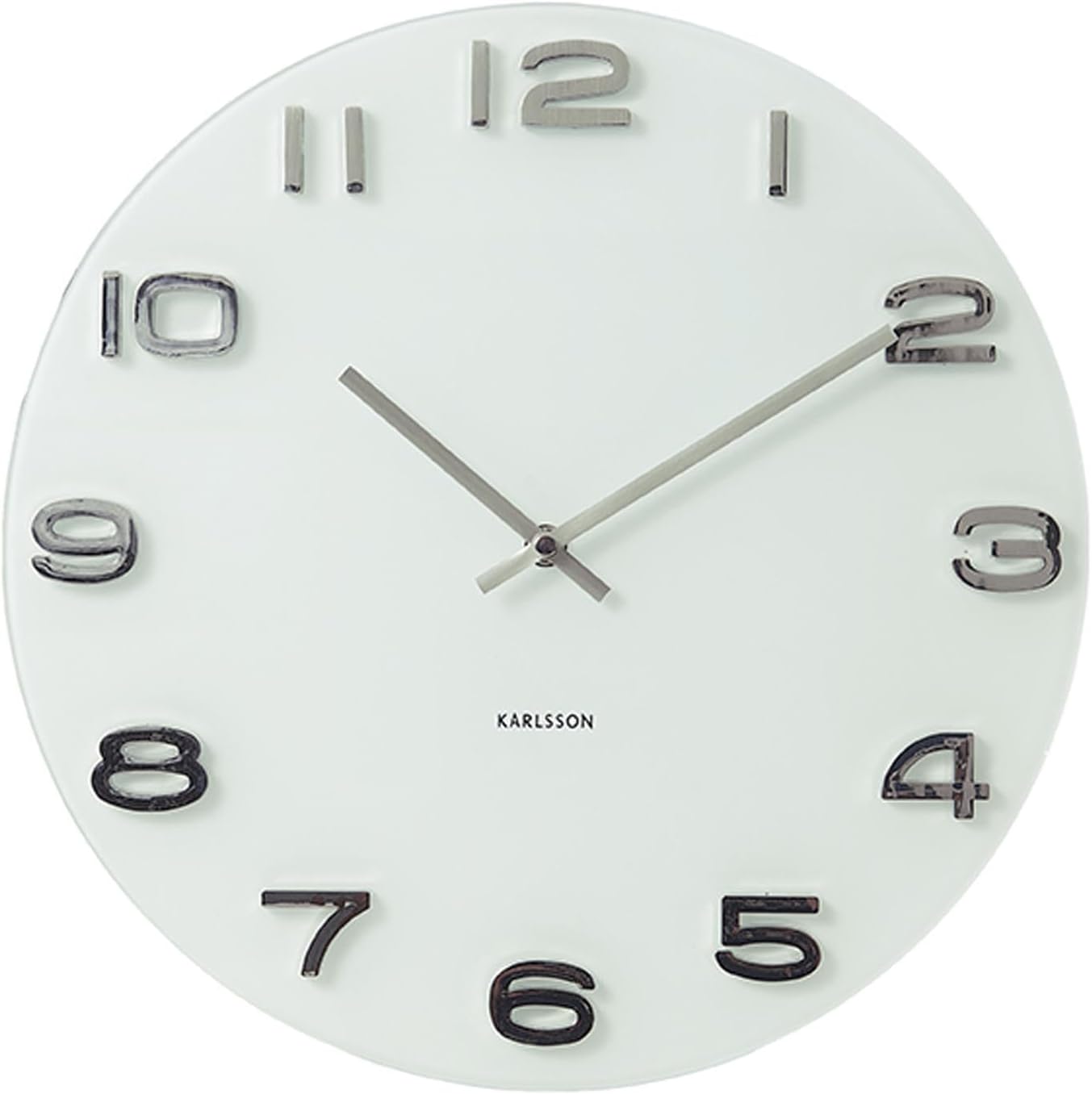 Vintage Round Glass Wall Clock, White