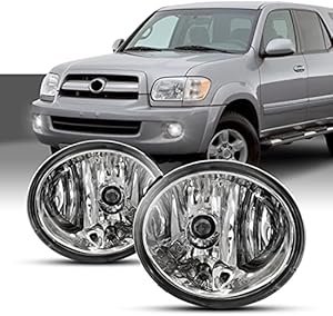 Nixon Offroad Fog Light Set for 2001-2007 Toyota Sequoia, 2000-2006 Toyota Tundra w / Bulbs + Wiring Kit + Switch, Driving Fog Light Assembly (Clear Lens)