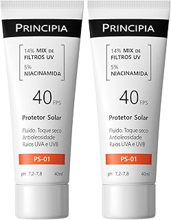PRINCIPIA, Kit C/ 2 Protetor Solar Facial FPS 40, 14% Mix de Filtros UV + 5% Niacinamida PS-01 com 40ml