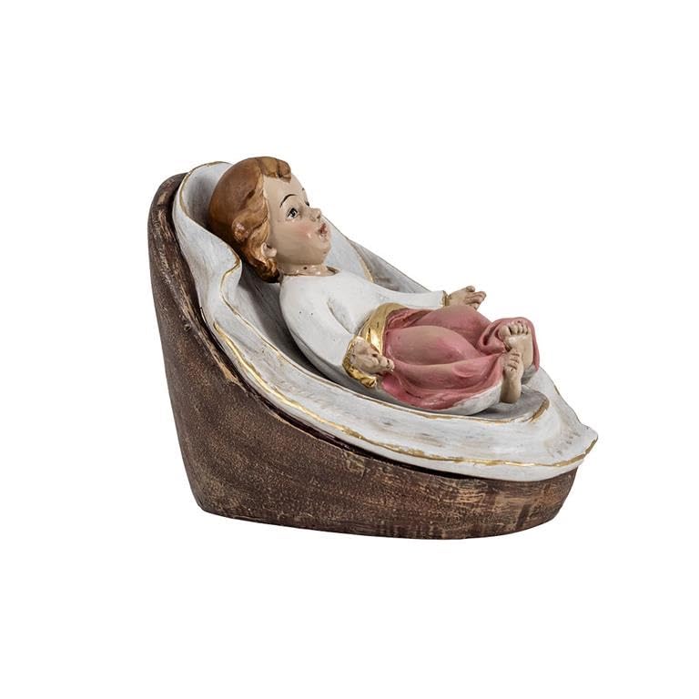 DRW Baby Jesus in Cradle Hand Painted Polyresin Figurine 8 x 7 x 10 cm