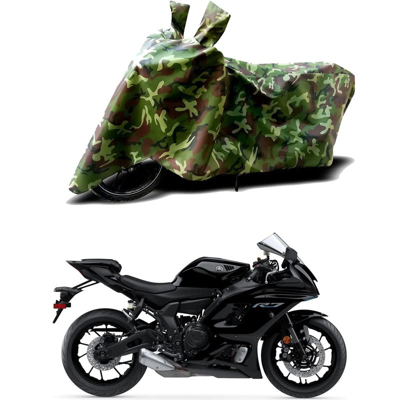 Image of 100% Water Resistant Full Bike Scooty Two Wheeler Body Cover Compatible for Yamaha R7 STD /UV-Rays /Heat Protection /Birds Dropping /Scratchproof /Dust Proof /Waterproof /All Varients[Green MJ]