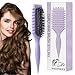 Spazzola per ricci definiti, spazzola per acconciature antistatica con design di ventilazione per capelli bagnati e asciutti, ideale per capelli ricci e per la cura del volume (viola) immagine