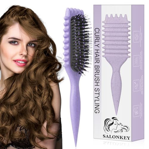 Lockenbürste für Definierte Locken Antistatische Stylingbürste mit Belüftungsdesign für Nasses & Trockenes Haar Ideal für Lockige Haare und Volumenpflege(Lila)