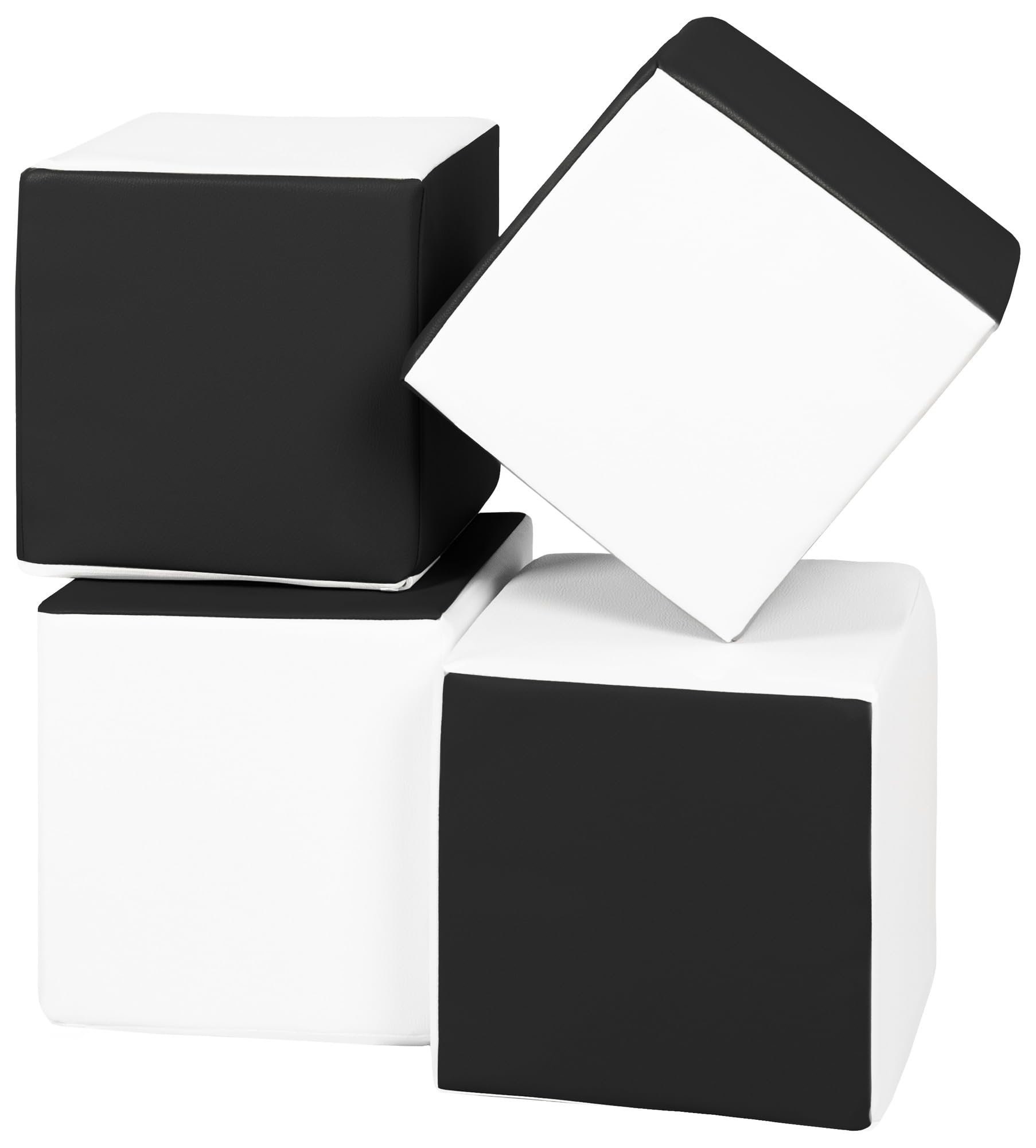 Velinda Soft Play Cubes, 4, soft toy, foam, for kids, stacking (colour: black - white)
