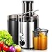 Máquina exprimidora, exprimidor centrífugo para frutas enteras y verduras, canal de alimentación de 76 mm/3 pulgadas, extractor de jugo de modo de velocidad dual, acero inoxidable, 500 W, por QCen