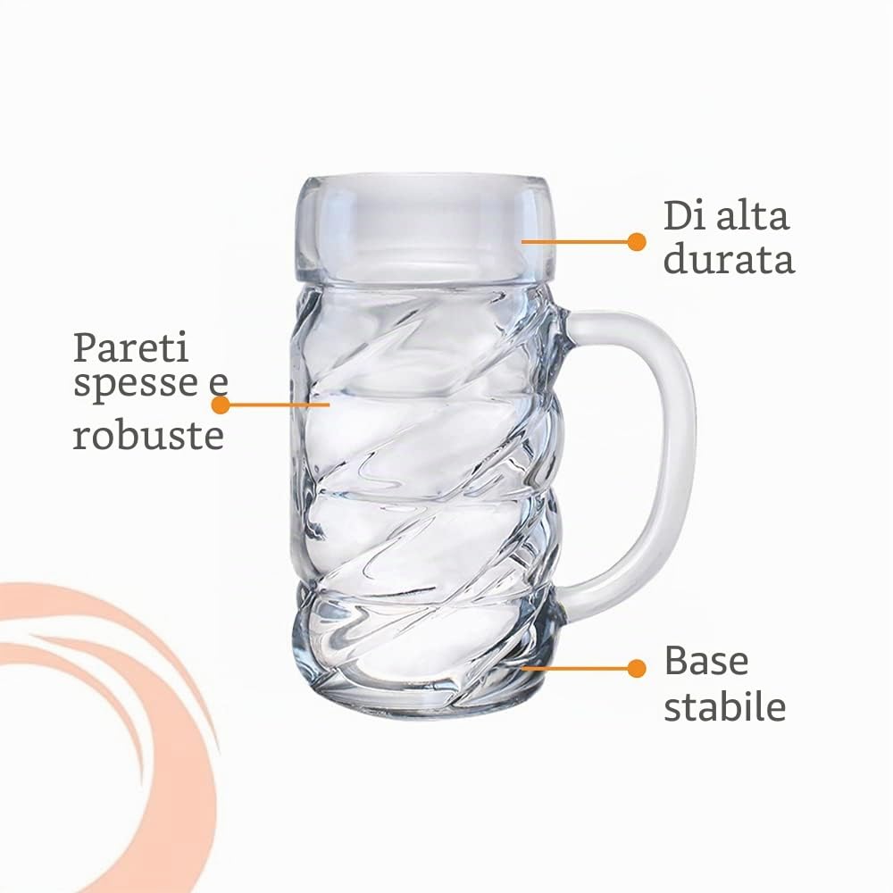 Stölzle Lausitz 5210052 - Boccale da birra della collezione Kaiser da 500 ml, set da 6 pezzi, lavabili in lavastoviglie, altezza: 13,4 cm, diametro esterno: 9,5 cm
