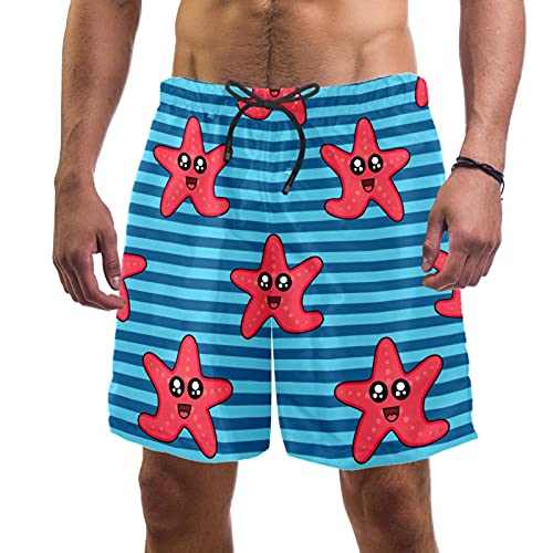 Short de bain pour homme doublure anti-irritation rouge étoile de mer séchage rapide L
