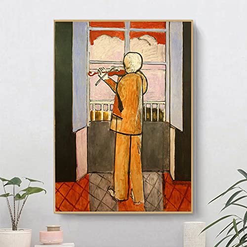 Henri Matisse Pintura El violinista en la ventana Póster Impresiones Lienzo abstracto Arte de la pared Matisse Galería Cuadros de pared Sala de estar Decoración para el hogar 40×60cm Sin marco Cover