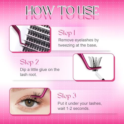 Cluster Lashes D Curl Lash Clusters 280 Pcs Lash Extension Clusters Individual Lashes Soft DIY Eyelash Extensions Mixed Tray Eyelash Clusters Natural Look (60D-0.07D, 8-16mm) - 5
