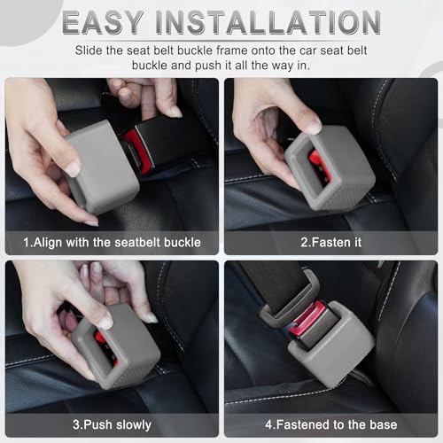Image of Amiss 2PCS Seat Belt Buckle Holder, Universal Silicone Rear Seat Belt Booster & Fixer for Easy Access, Keeping Receptacle Upright, Car Interior Accessories-Fits Most Cars (Gray)