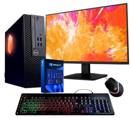 Dell Optiplex Computer PC w/RGB Lighting | Windows 11 Pro | Ultra Fast Intel i5-8500 | 16GB RAM 1TB SSD | Renewed 22" LCD | Home or Office Computer | 5G WiFi + BT (Renewed)