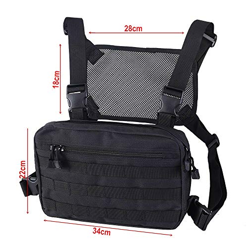 Abcgoodefg Tactical Chest Rig Molle Radio Chest Harness Holder Holster Vest Front Chest Pouch Outdoor Chest Bag Chest Pack(Black) #TOP6