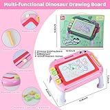 Dinosaur Magnetic Drawing Board Kids Toys for 2 3 4 5 Years Old Girls Boys, Color Erasable Doodle Education Learning Birthday Gifts for Toddler Drawing Travel Toys (Pink) - Image 3