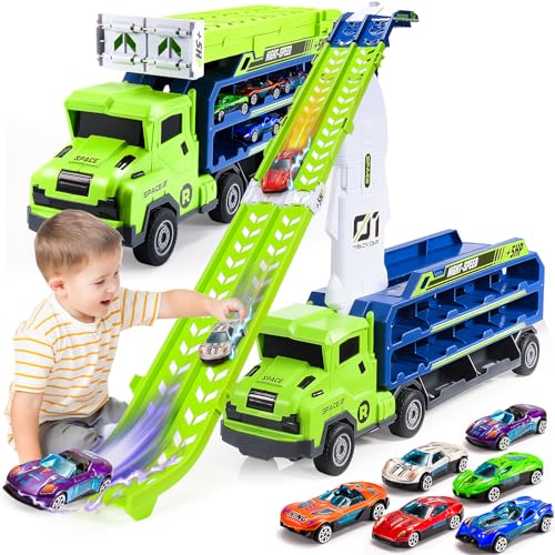 EUTOYZ Toys for 3 4 5 6 Year Olds Boy, Toy Cars for Boys Toys Age 3-5 Birthday Gift for 3-5 Year Olds Boys Car Race Track with 46 inch Race Track Toddler Toy Car
