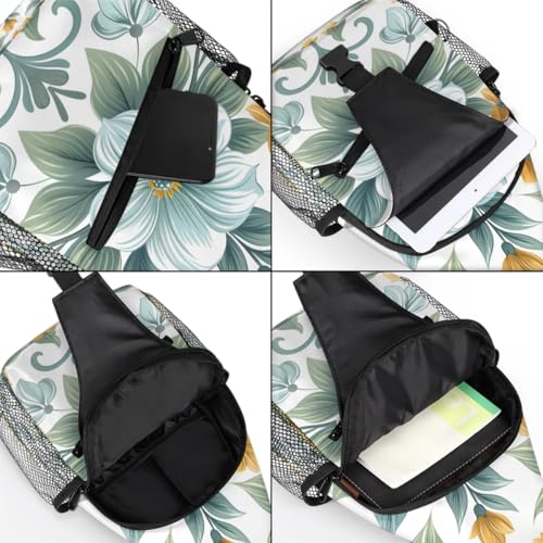 Bolso tipo sling unisex con diseño floral y múltiples bolsillos miniatura 5