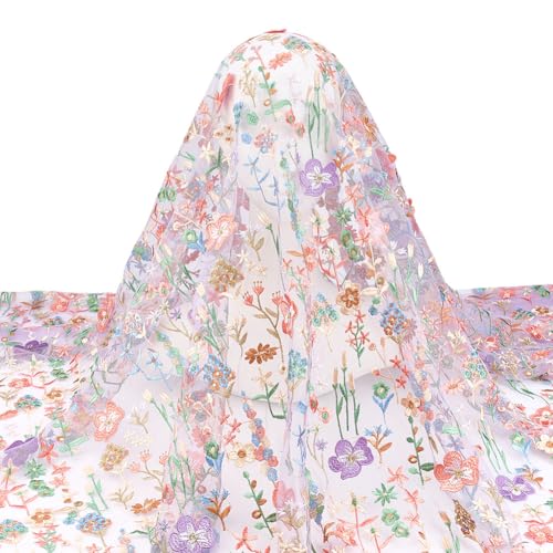 Tissu en dentelle brodée MAYJOYDIY 1,8x1,6m pour couture de robe