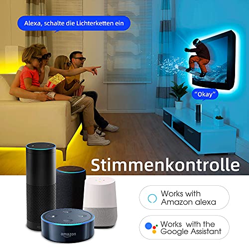 10m WiFi RGBW LED Streifen Kit,Smart App Steuerung RGB+Warmweiß Lichtstreifen Farbwechsel,Alexa LED Strips Musik Sync,Stimmenkontrolle Kompatibel mit Alexa/Google Assistant für Ambiance Lighting – Bild 4