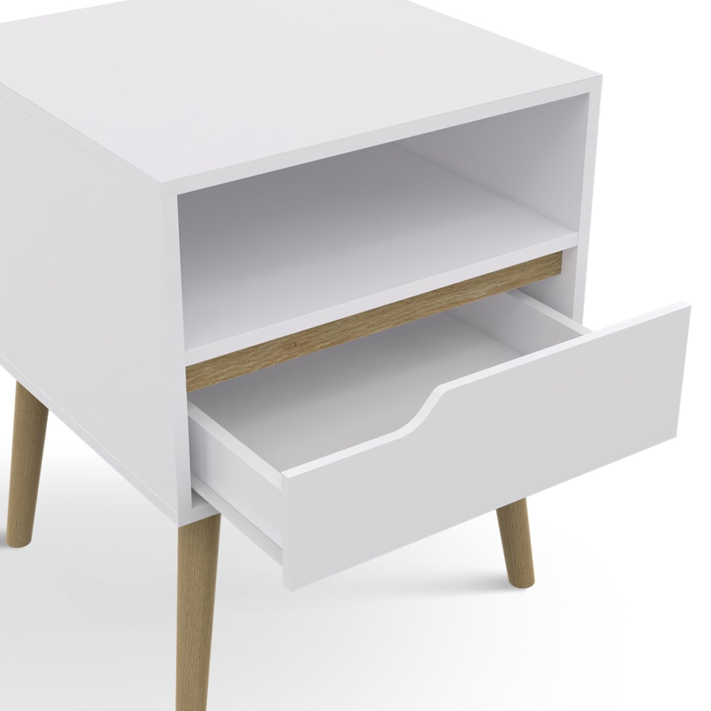 IDMarket - Set di 2 comodini scandinavi a 1 cassetto Bianchi Helsinki