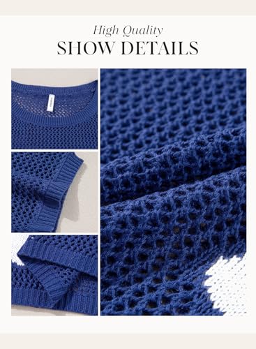 Image of Dokotoo Womens Floral Fashion Summer Tops 2026 Short Sleeve Crochet Sweaters Swimsuit Cover Ups Lightweight Knit Pullover