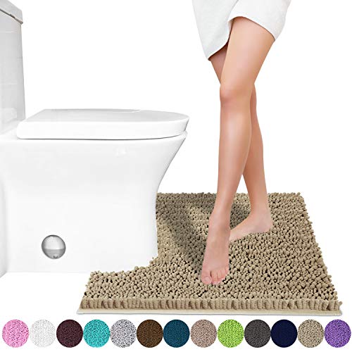 Yimobra Luxury Shaggy Toilet Bath Mat U-Shaped Contour Rugs for Bathroom, Soft