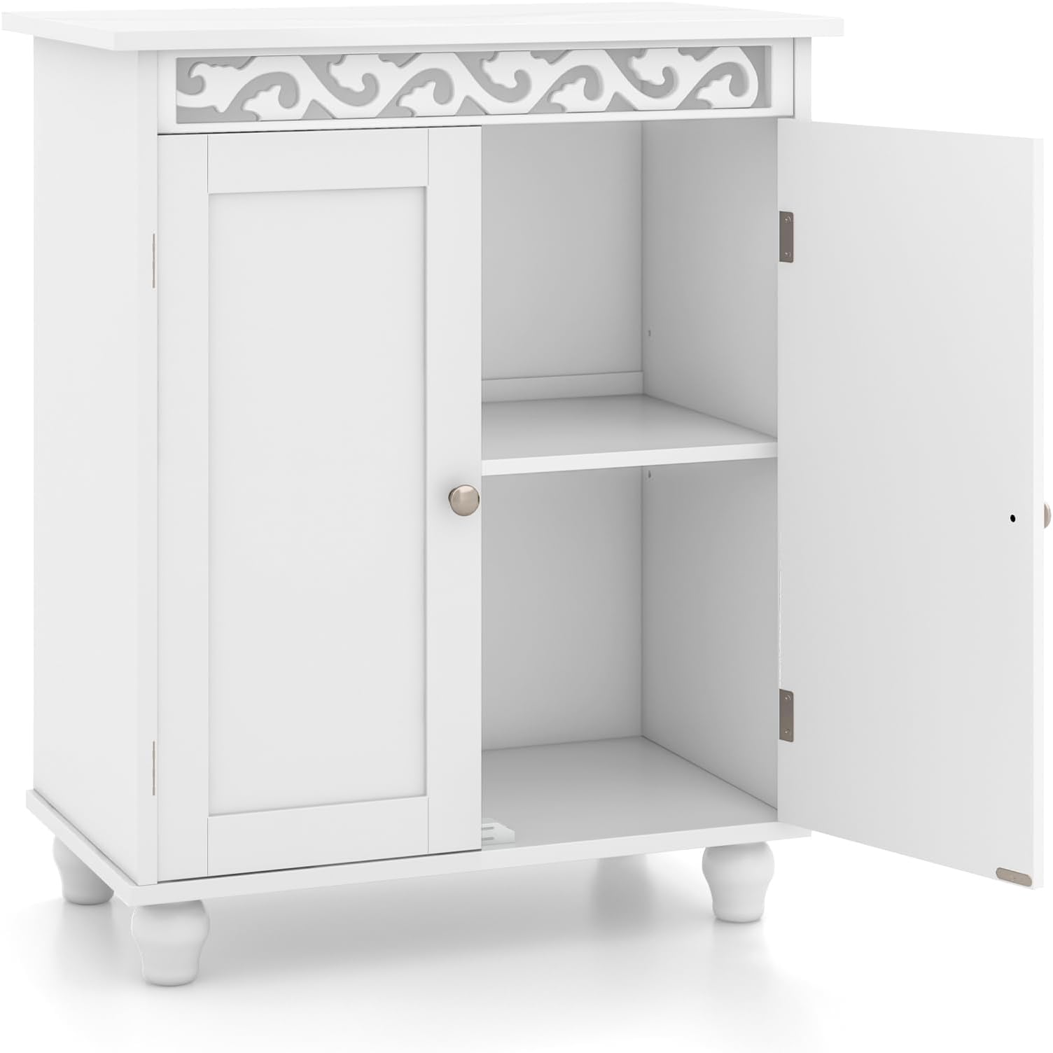 COSTWAY Bathroom Floor Cabinet, Freestanding Storage Cupboard with ...