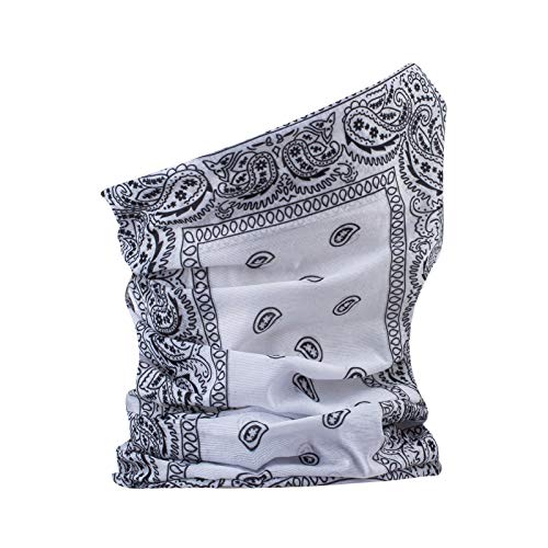 Pasamontañas para adultos con cuello de redecilla, pañuelo liso de cachemira, funda de viaje, Paisley blanca, Talla única
