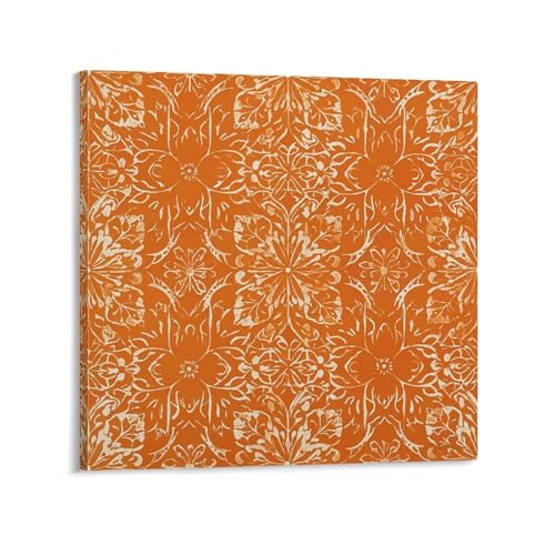 Toile murale abstraite orange 70x70 cm cadre moderne salon
