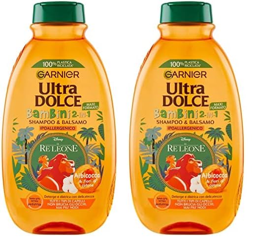 Garnier Ultra Doux Enfants Shampooing 2 en 1 Abricot/Fleur de Coton 300 ml (Paquete de 2)