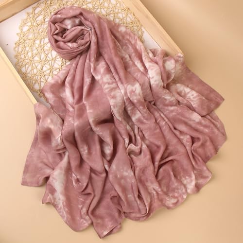 Tie Dye Printed Hijab Soft Premium Viscose Cotton Modal Scarf Muslim Turban Abaya Accesorries Women Elegant Shawl3