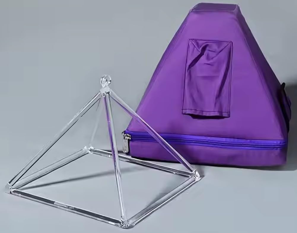 Piramide Sonora di Cristallo con Custodia, Battente in Cristallo e Tracolla, per Meditazione e Bagno sonoro.,6inch