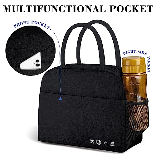 Kubya Lunch Bag Lunch Box For Women Men Insulated Reusable Lunch Box For Adult Lunch Tote Bag Lunch Container For Office Work Picnic Beach Or Travel（Black） #TOP5